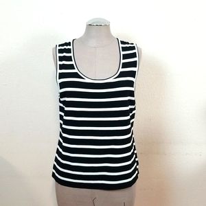 Grace Element Blue/ Blk Striped Sleevles Women Top sz XL